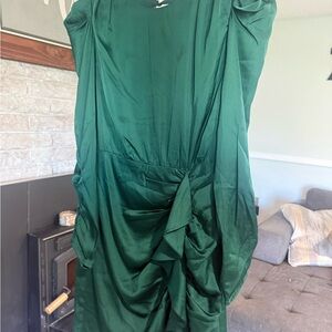 Astr Emerald Green Draped Midi Dress